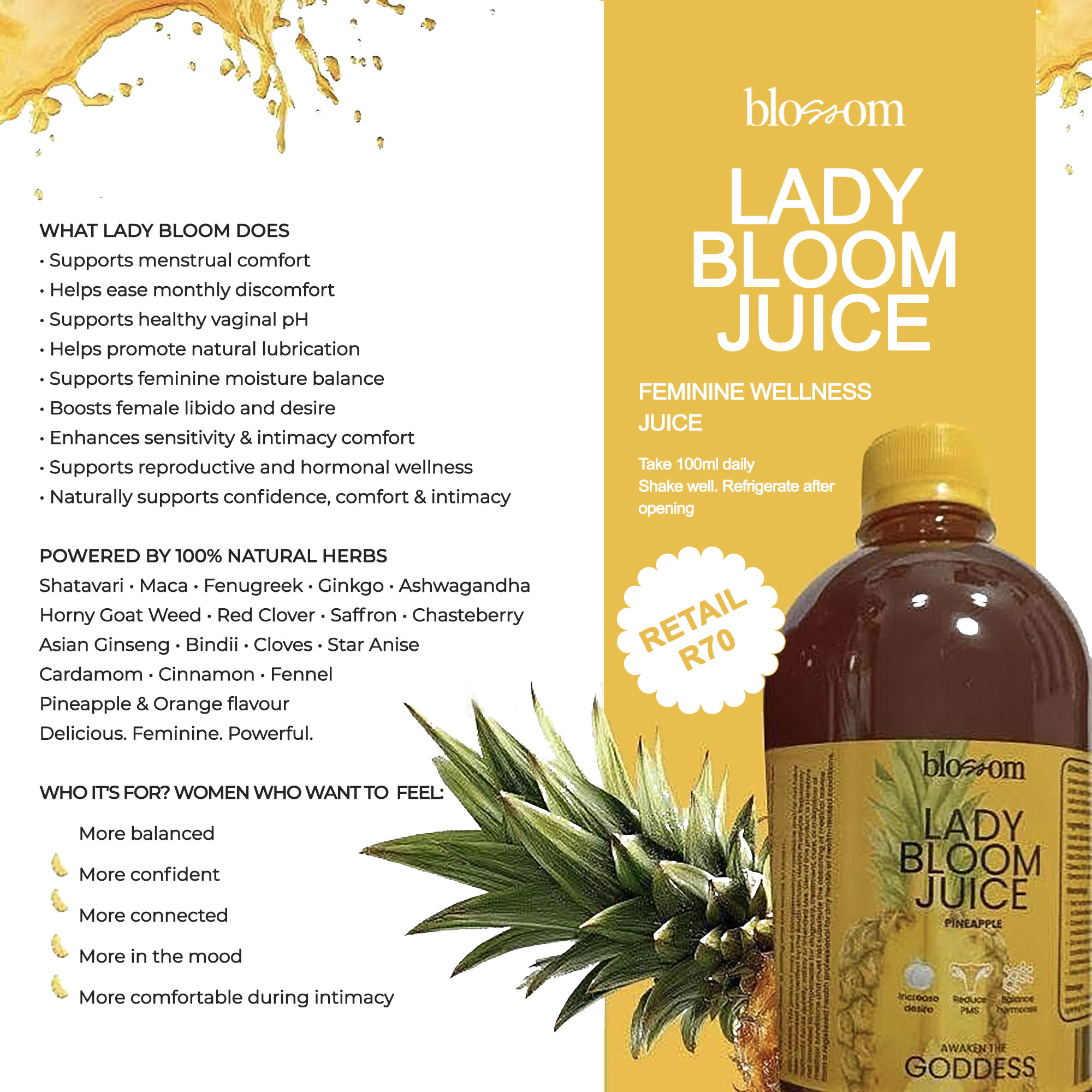 Blossom Lady Bloom Juice Pineapple Sustainable Health